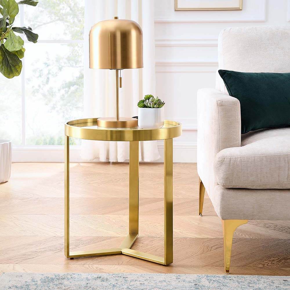 Glass and steel end table 17 gold lifestyle