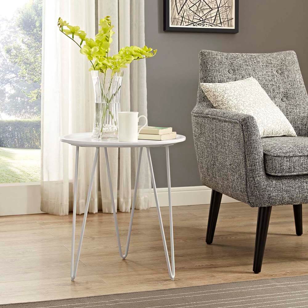 Hairpin side table lifestyle white