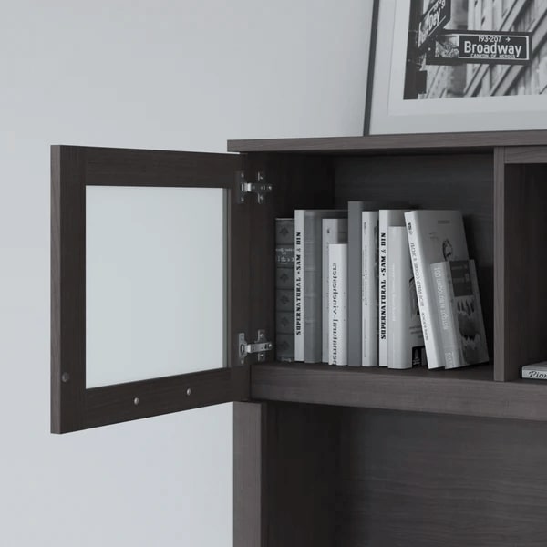 L shaped computer desk with 5 shelf bookcase 72 w details 1