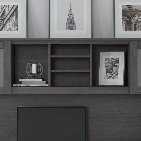 L shaped computer desk with 5 shelf bookcase 72 w details 2