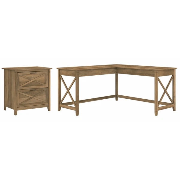 L shaped desk and file cabinet highlight reclaimed pine