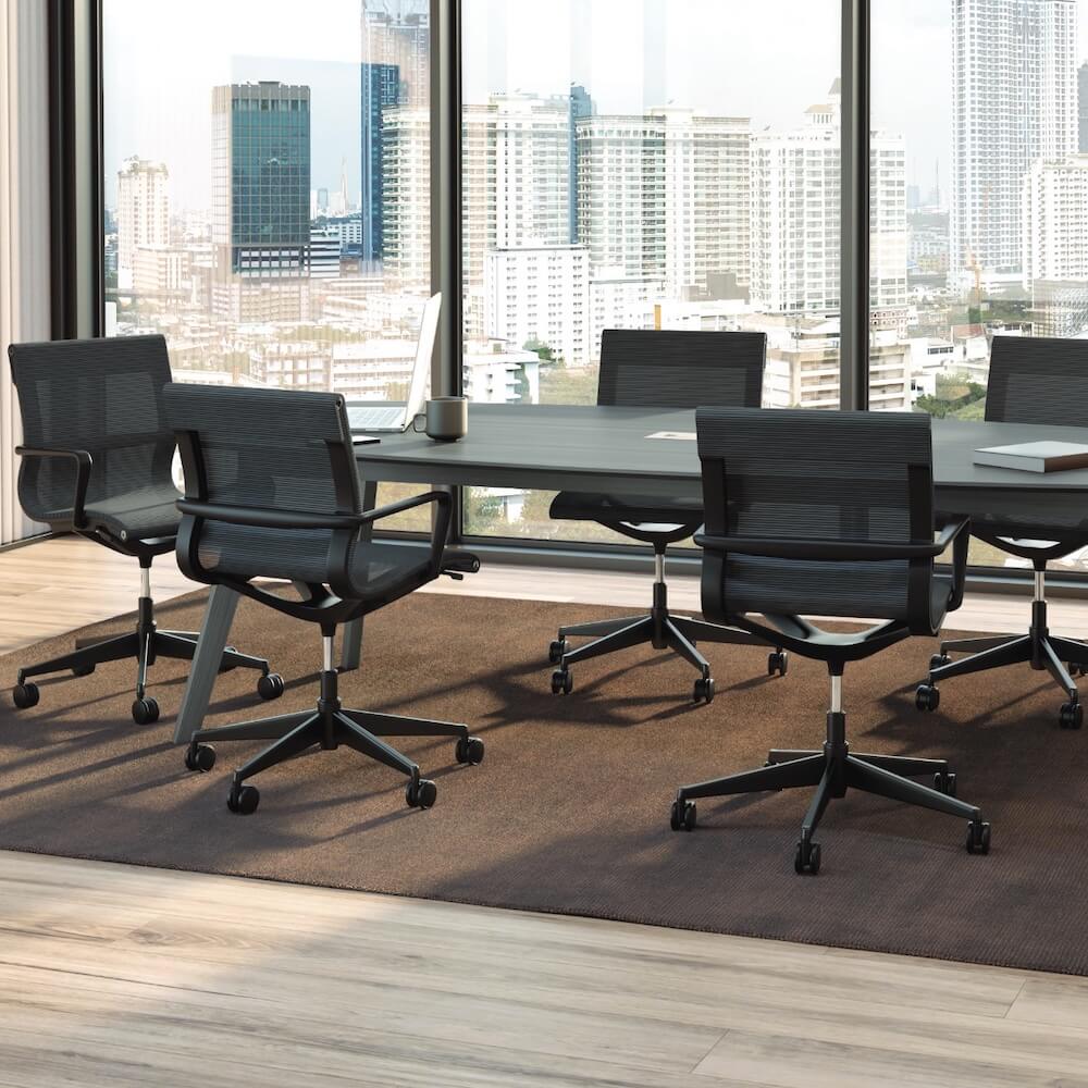 Mid century conference table office view Mid century conference table office view