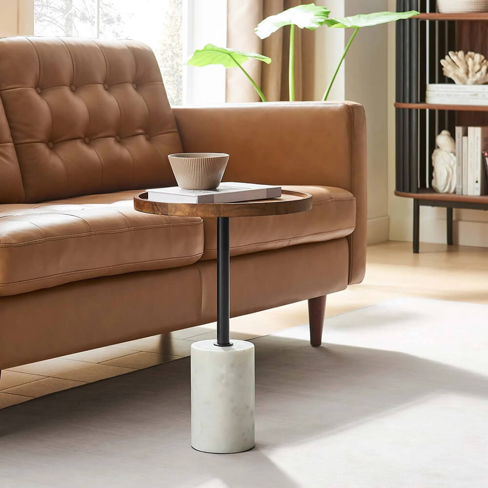 Mid century side table light oak lifestyle