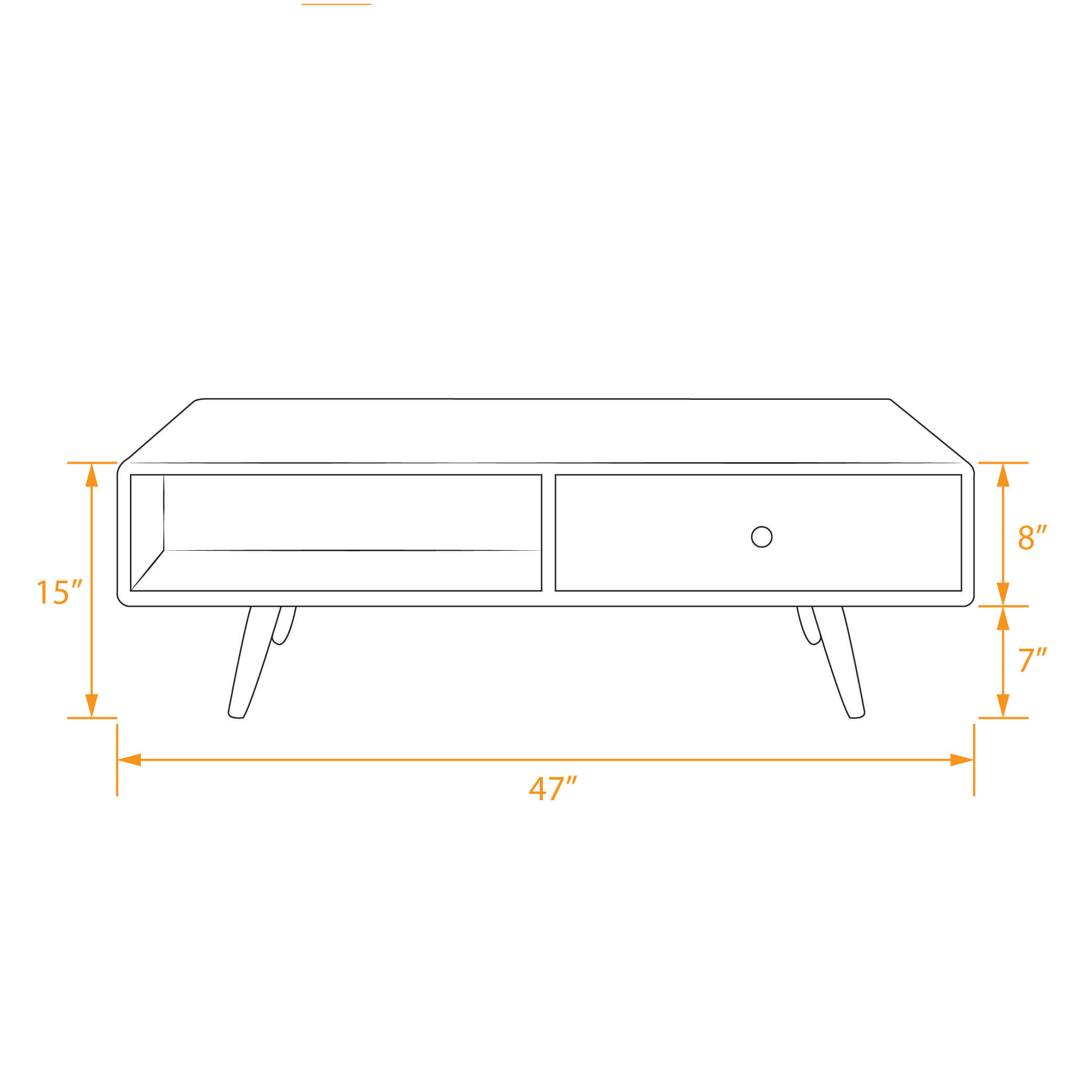 Mid century wood coffee table front dimensions
