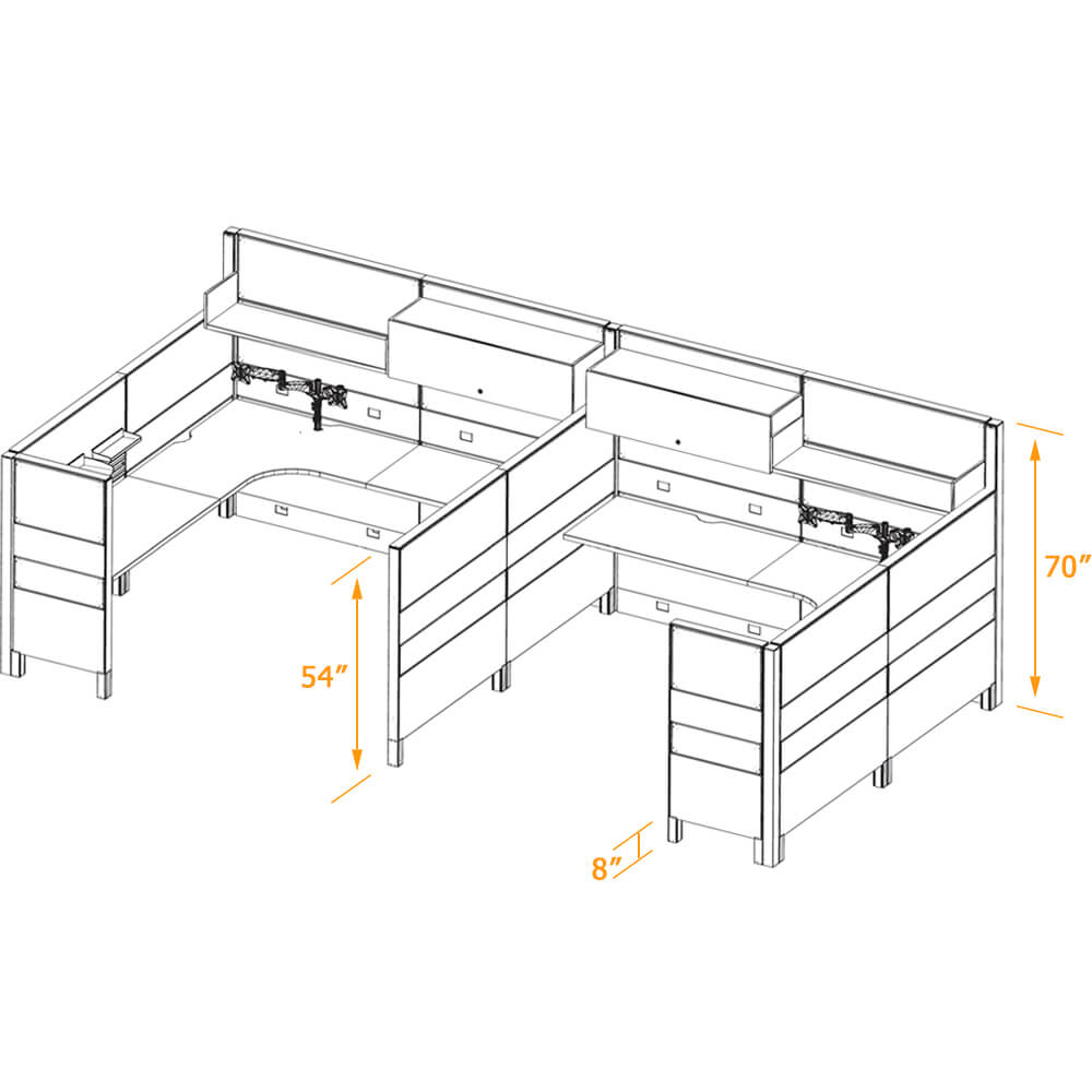 Modern cubicles duo cubes 3D