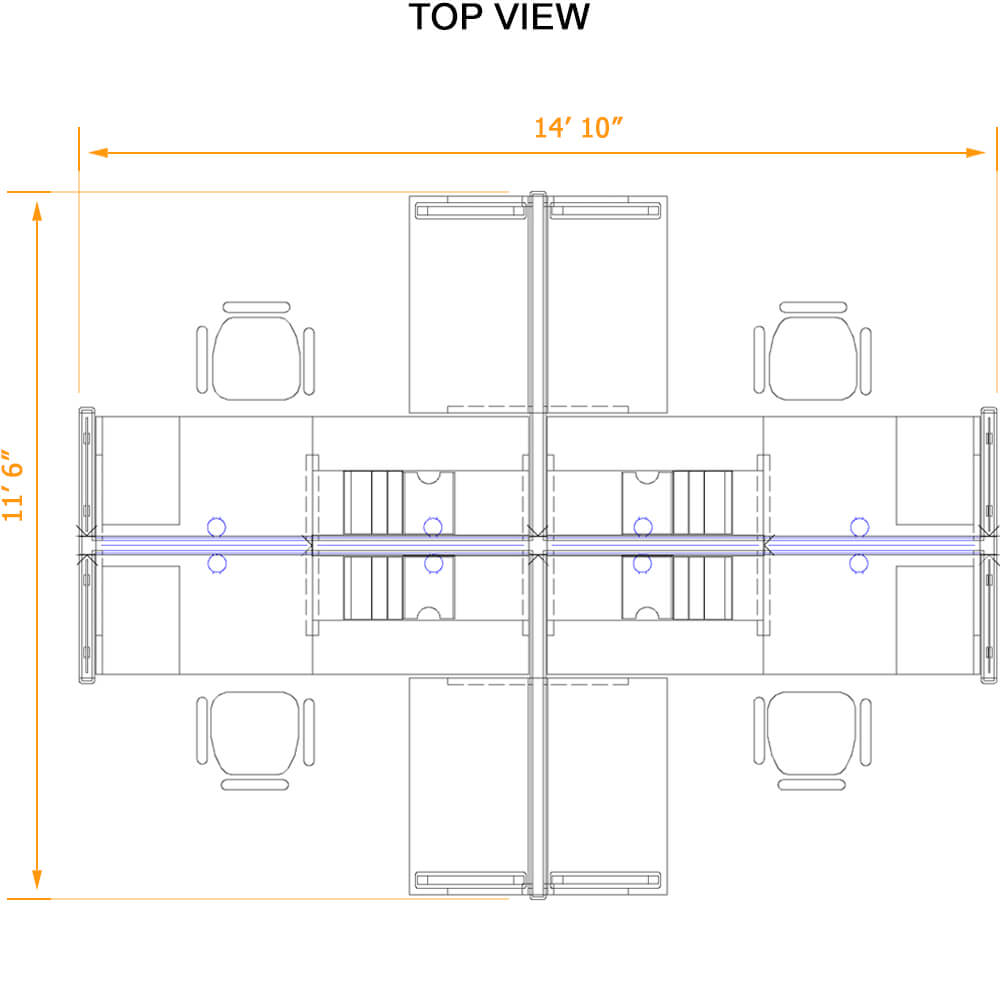 Modern cubicles sleek design top view