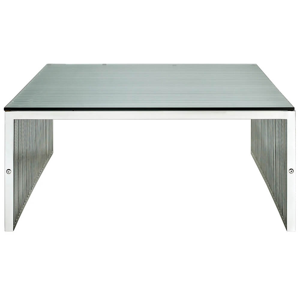 Modern steel coffee table front