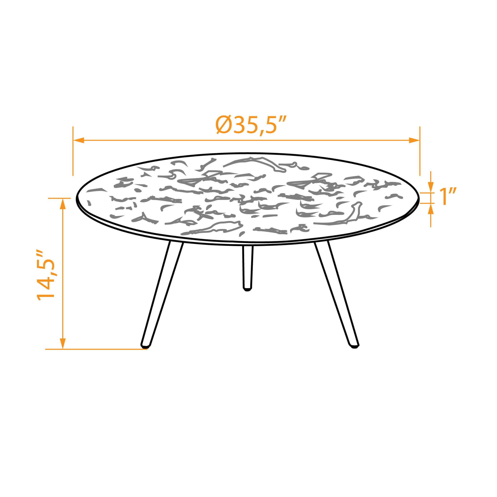 Occasional tapered legs table 3d dims