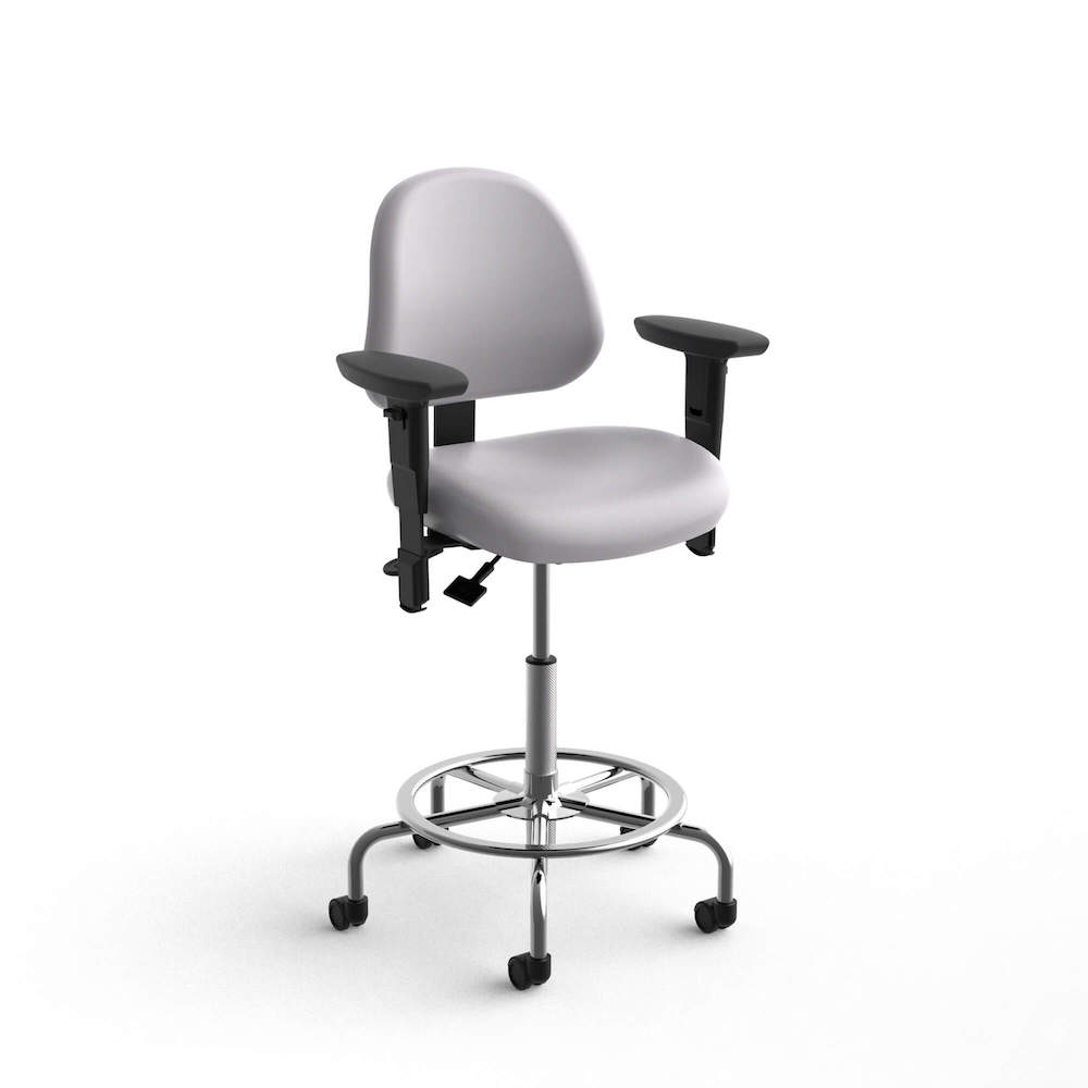 Office chair for standing desk ergonomic stool for standing desks lab stool adjustable light grey angle view