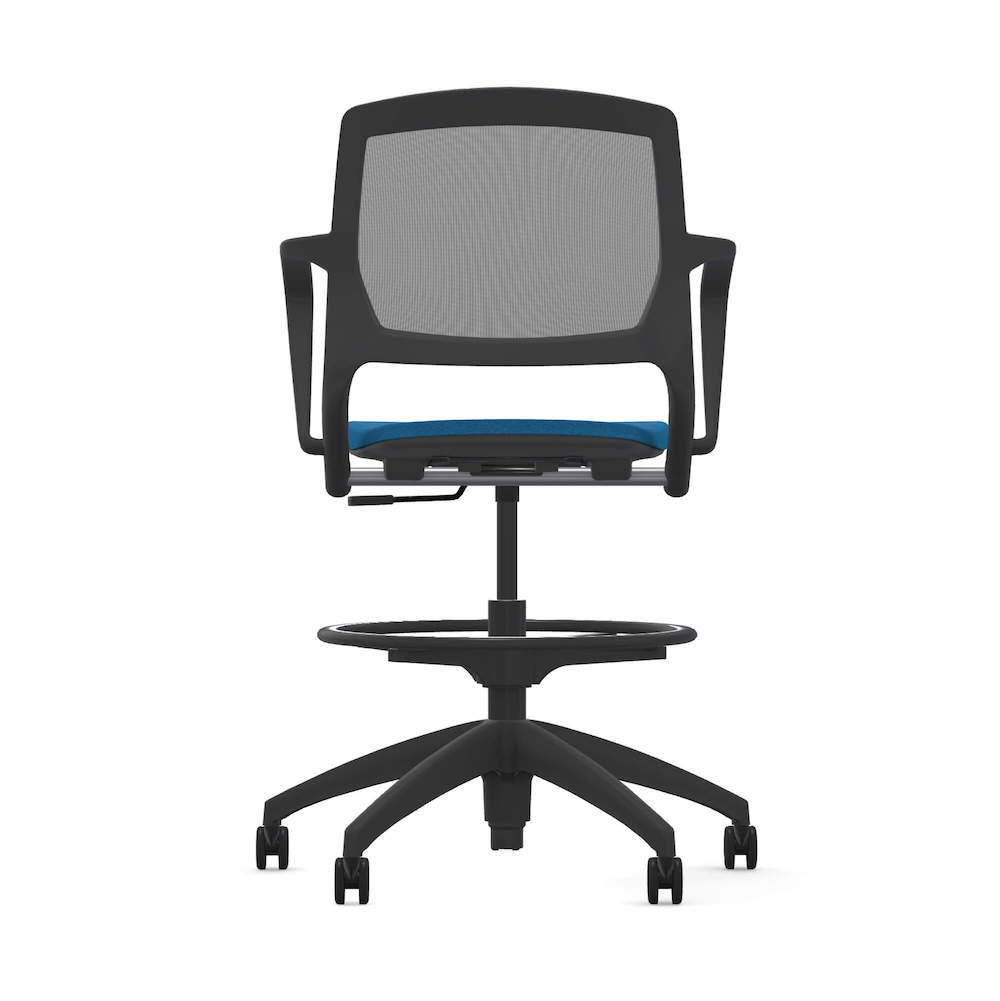 Office chair for standing desk ergonomic stool for standing desks swivel work stool blue back view Office chair for standing desk ergonomic stool for standing desks swivel work stool blue back view