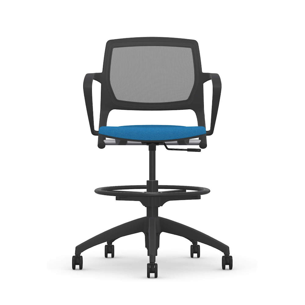 Office chair for standing desk ergonomic stool for standing desks swivel work stool blue front view Office chair for standing desk ergonomic stool for standing desks swivel work stool blue front view