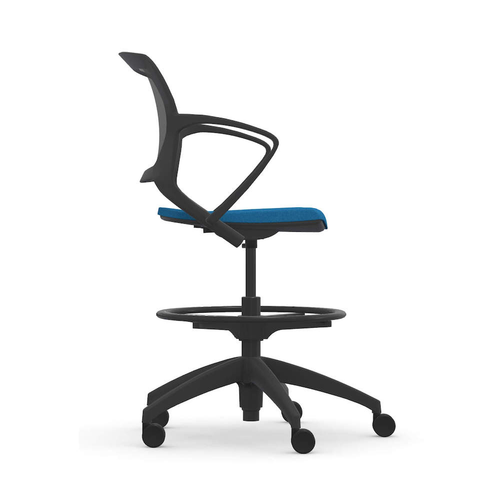 Office chair for standing desk ergonomic stool for standing desks swivel work stool blue side view Office chair for standing desk ergonomic stool for standing desks swivel work stool blue side view