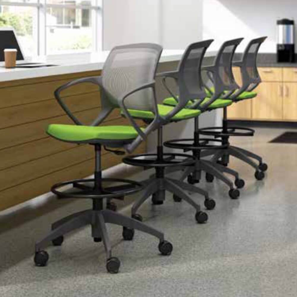 Office chair for standing desk ergonomic stool for standing desks swivel work stool green space view Office chair for standing desk ergonomic stool for standing desks swivel work stool green space view