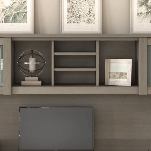 Office desk with hutch and 5 shelf bookcase details 2 1