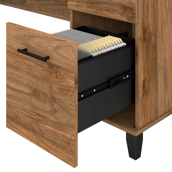 Office desk with hutch and 5 shelf bookcase details 3 1