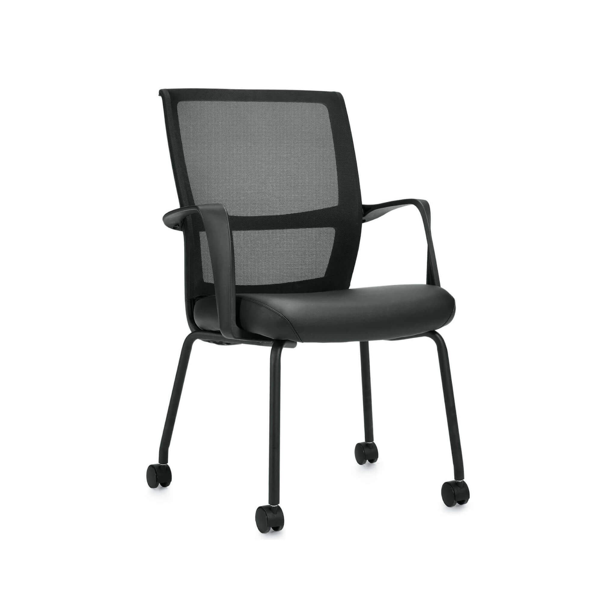 Office furniture chairs guest chairs guest chair with wheels angle view