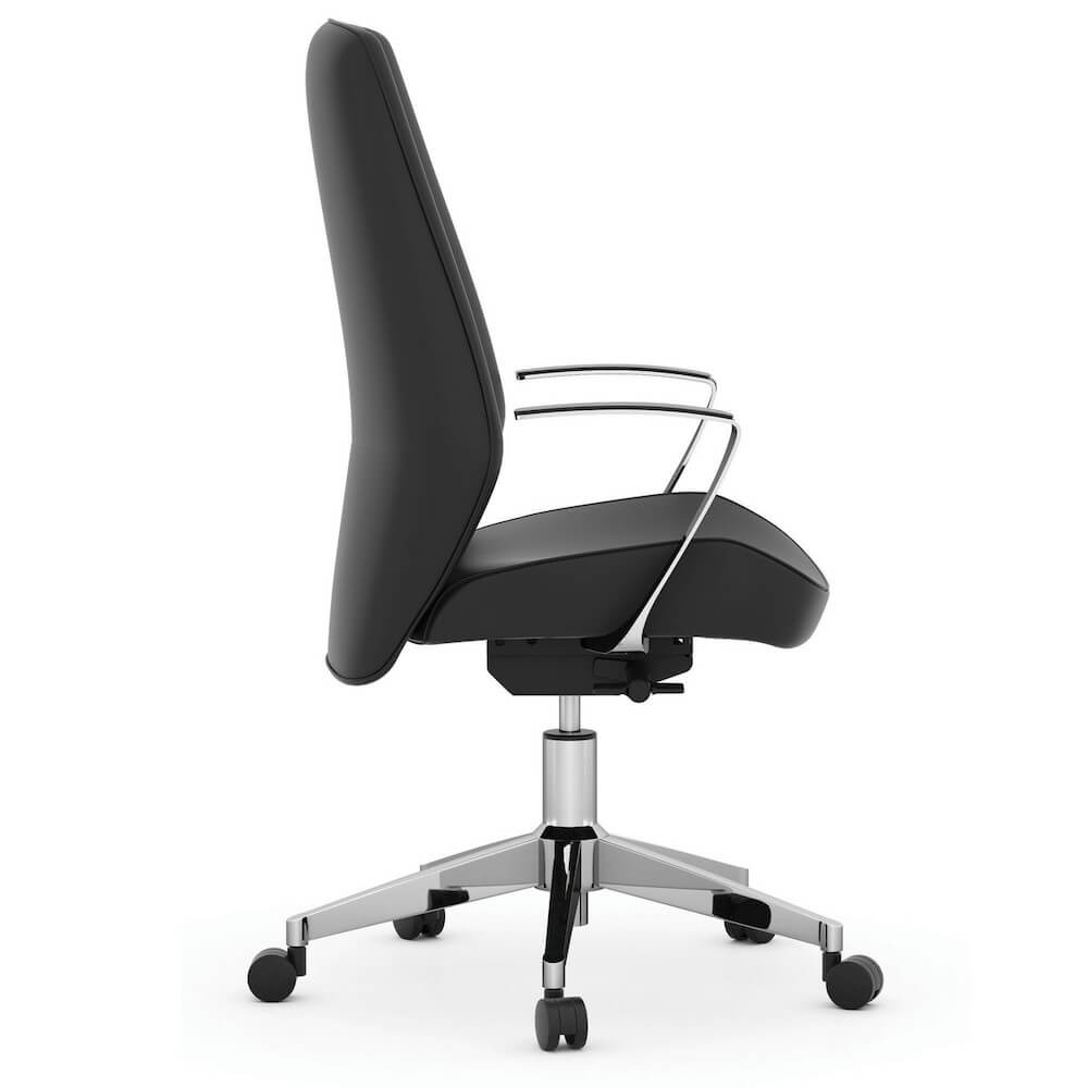 Office furniture chairs office desk chairs leather executive office chair high back side view 1