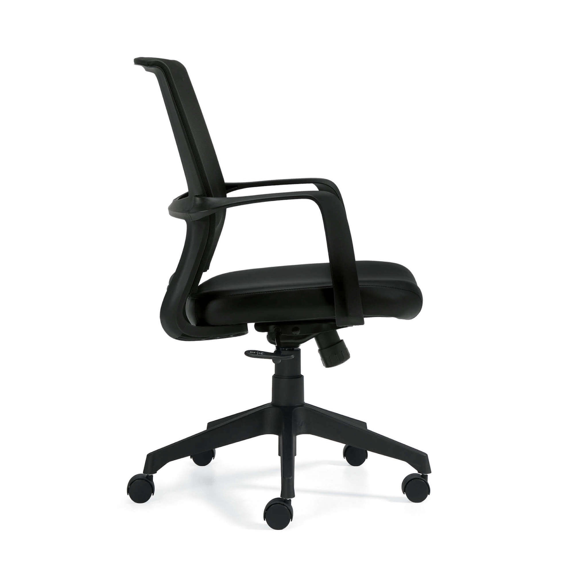 Office furniture chairs office desk chairs low back office with arms side view