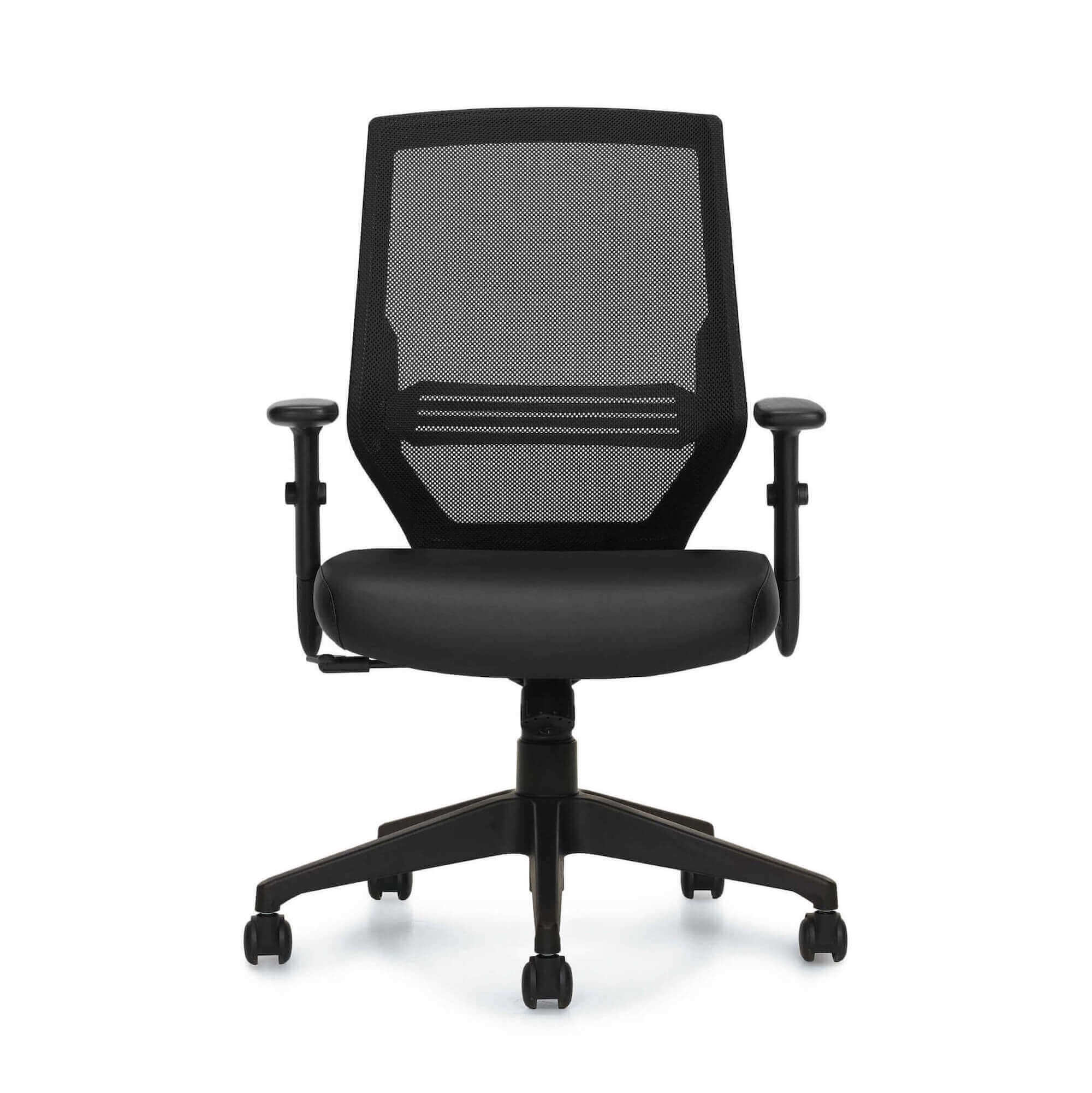 Office furniture chairs office desk chairs mesh back leather seat office chair front view
