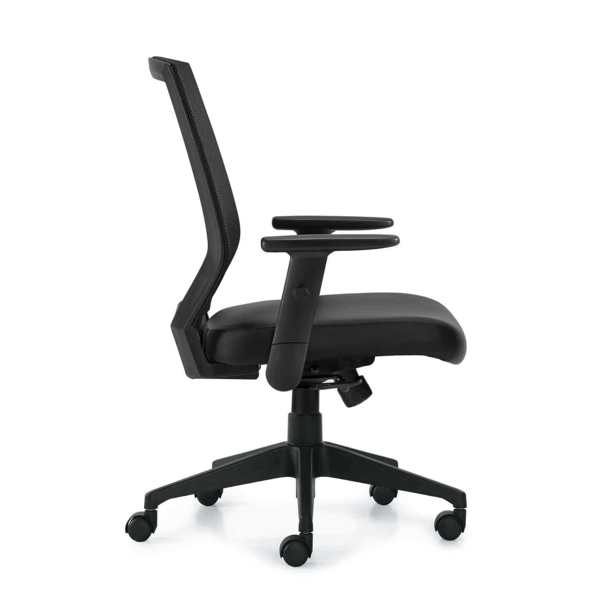 Office furniture chairs office desk chairs mesh back leather seat office chair side view