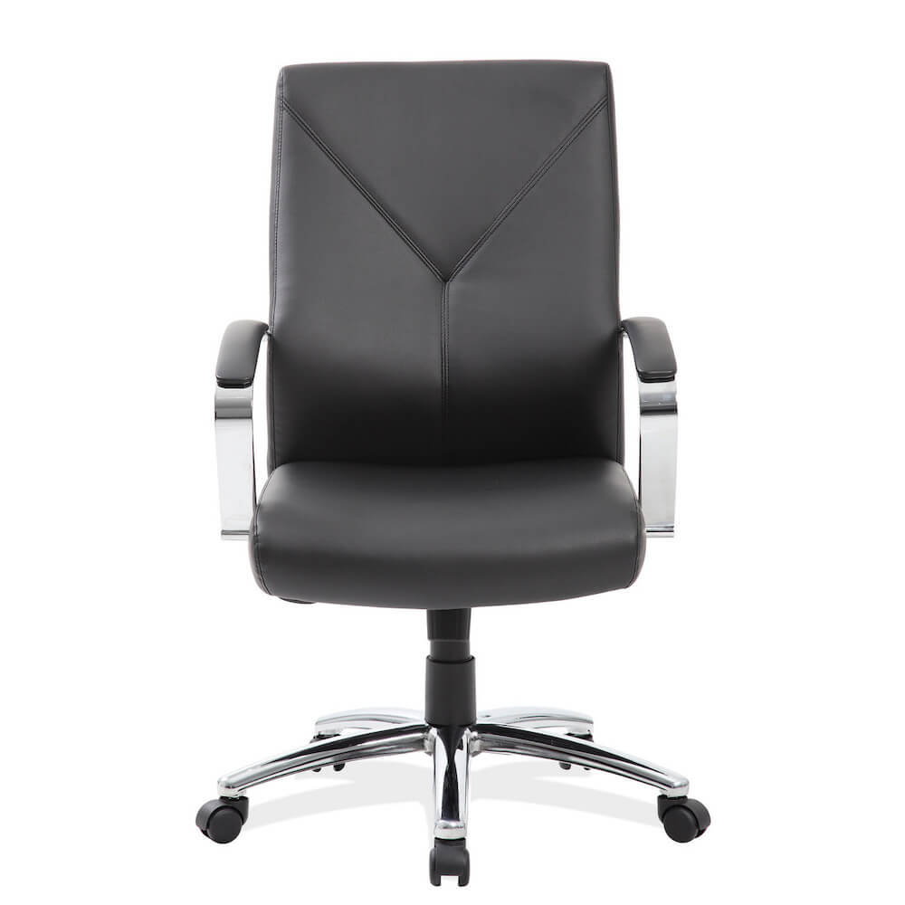 Office furniture chairs office desk chairs mid back executive office chair black front view