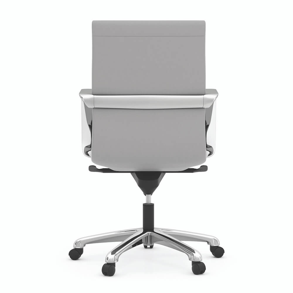 Office furniture chairs office desk chairs mid back leather chair light gray back view