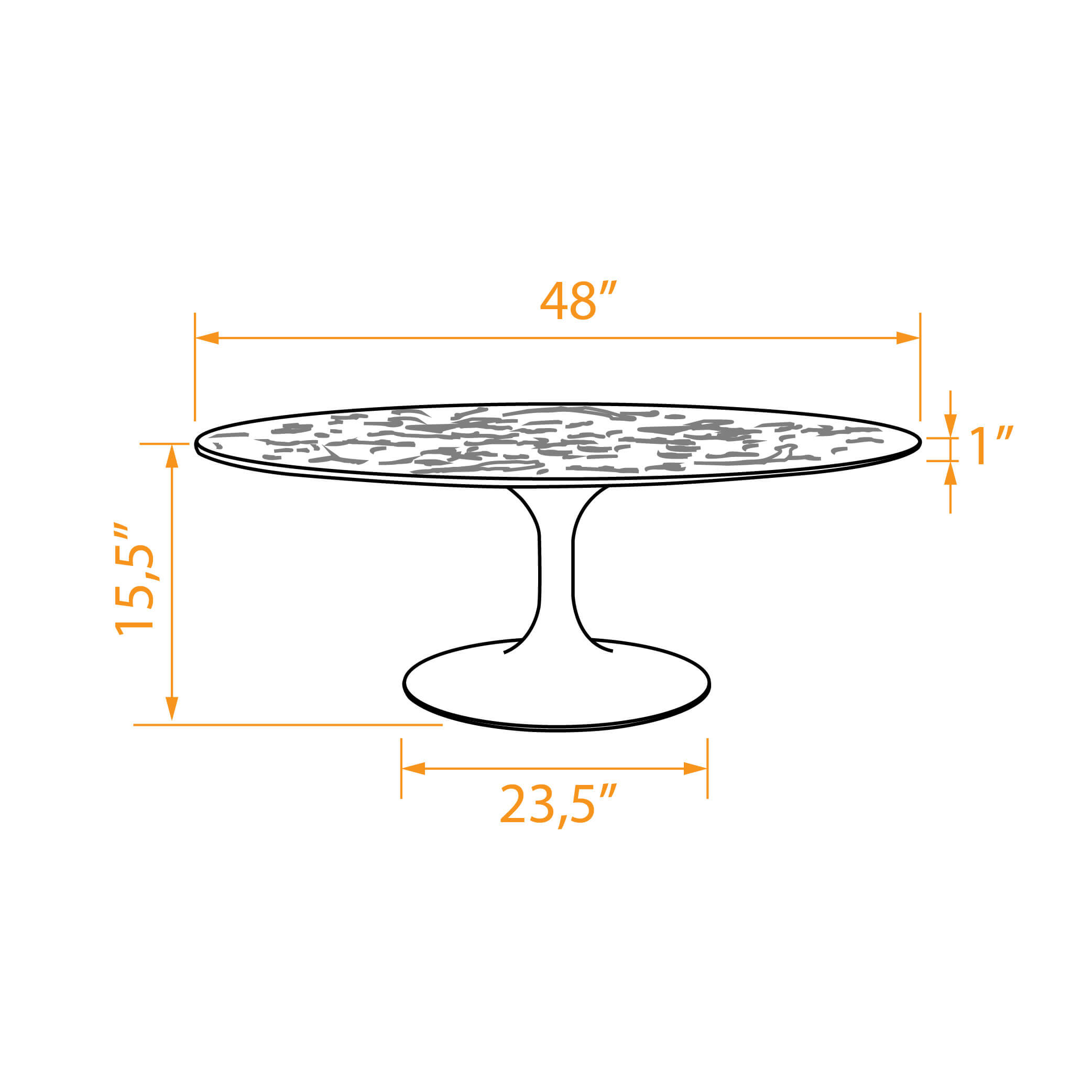 Oval marble coffee table dimensions