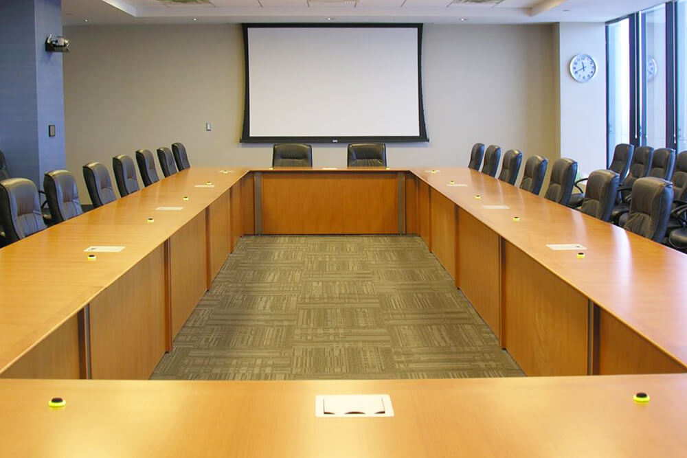 Rectangular open center table perspective