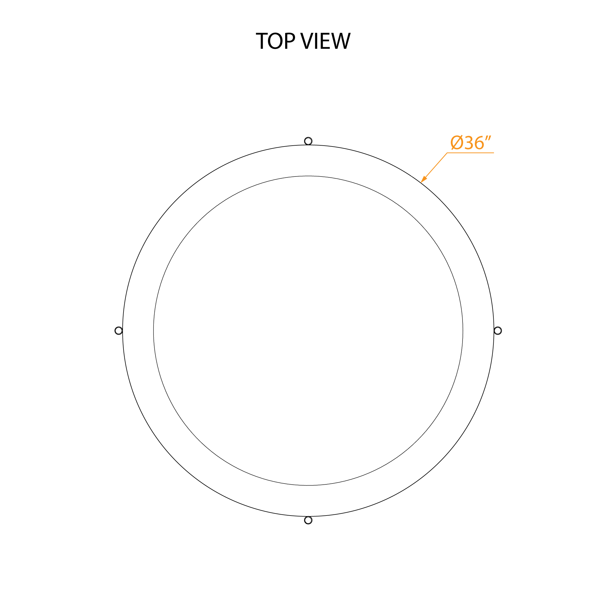 Round coffee table drum 2D dimensions 1