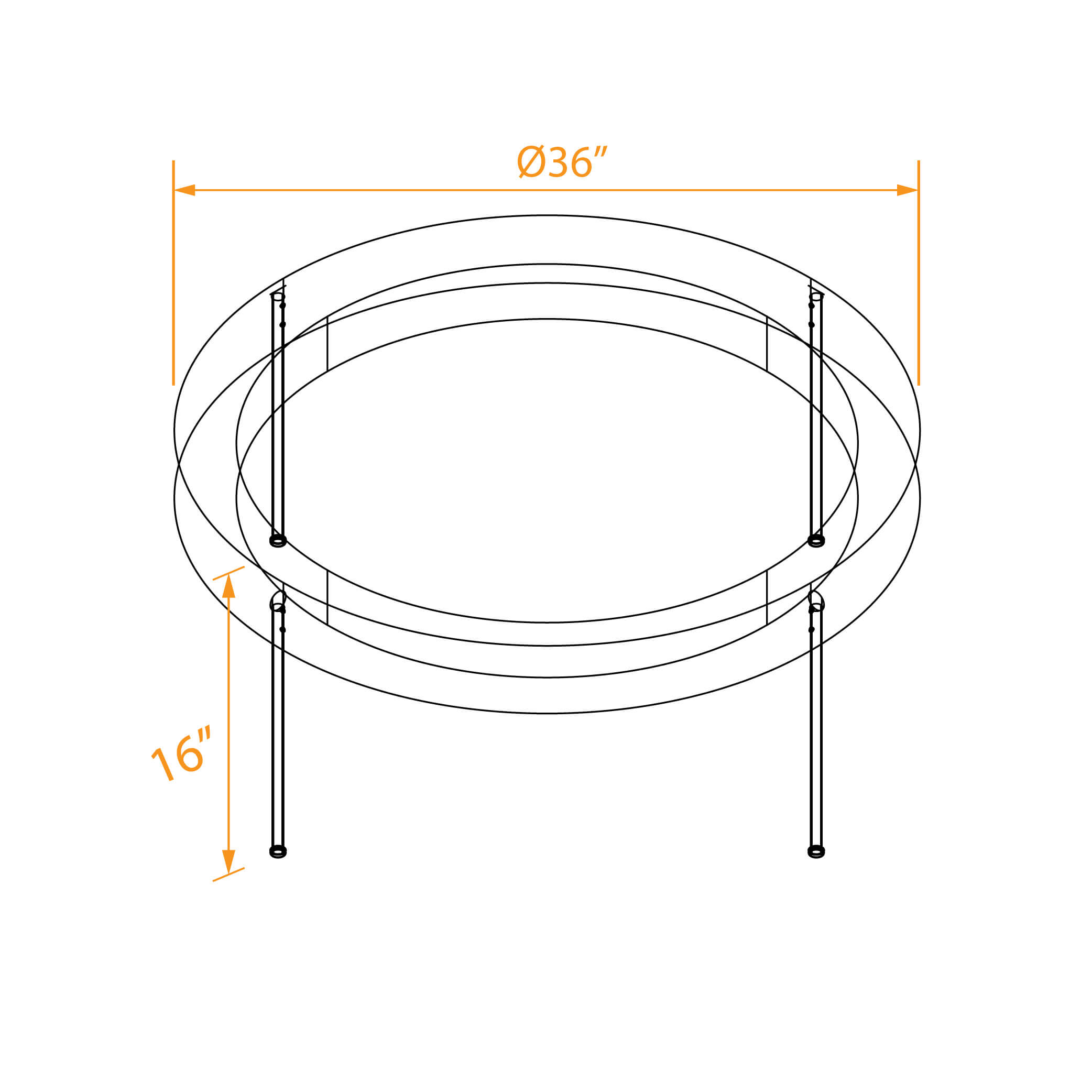 Round coffee table drum 3D dimensions 1 2