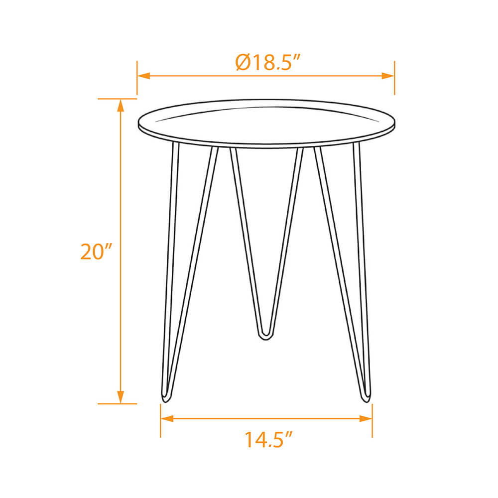Round hairpin leg coffee table 18dia 3d dims