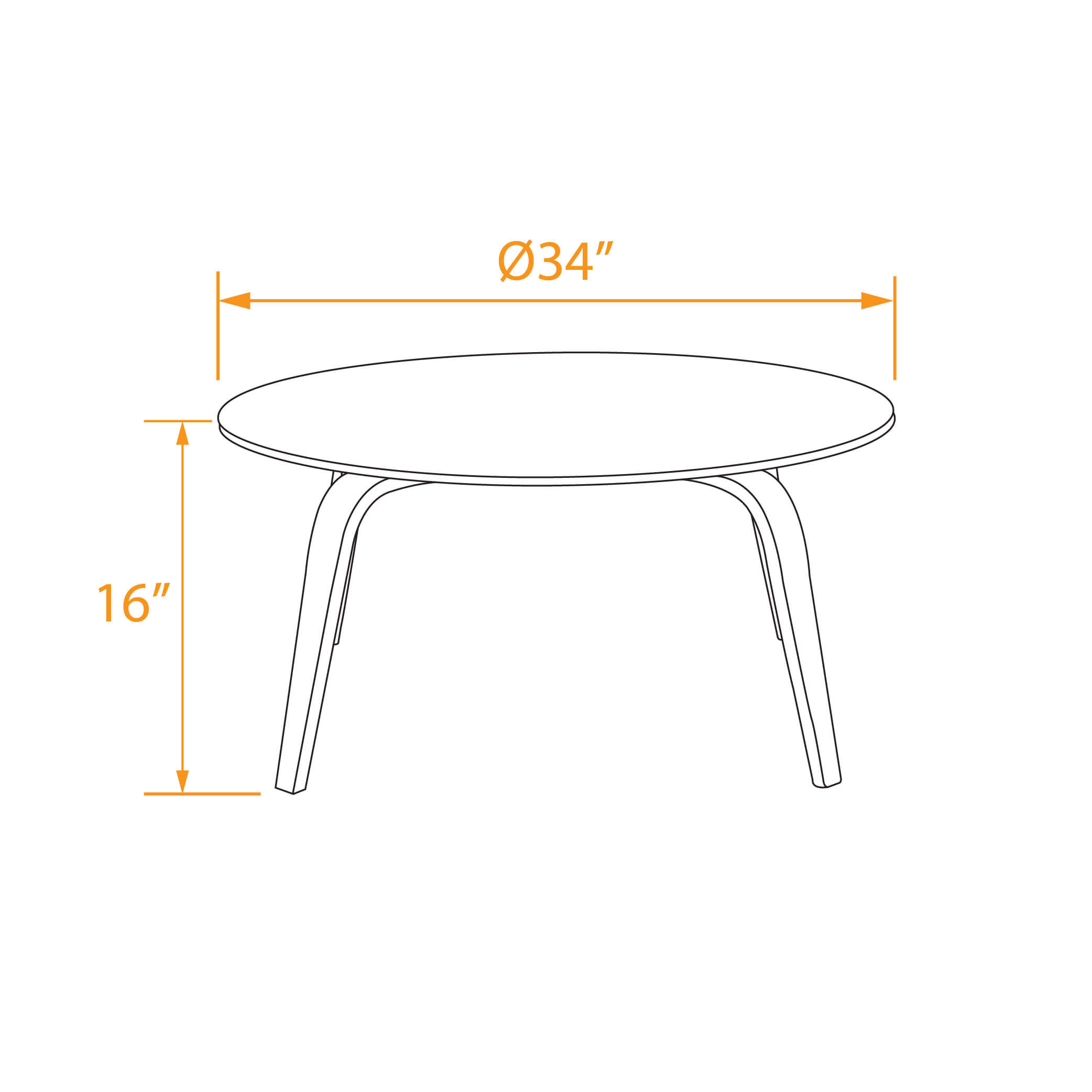 Round mid century coffee table dimensions