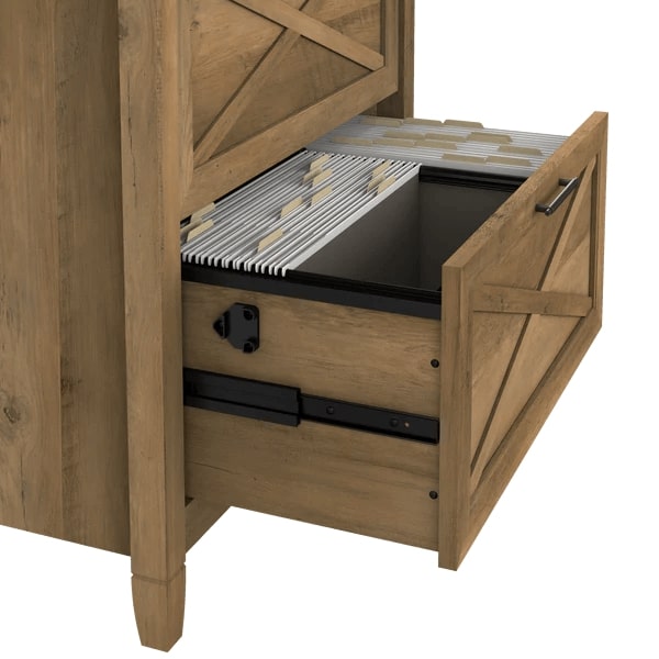 Rustic style desk with drawer lateral file cabinet details 2