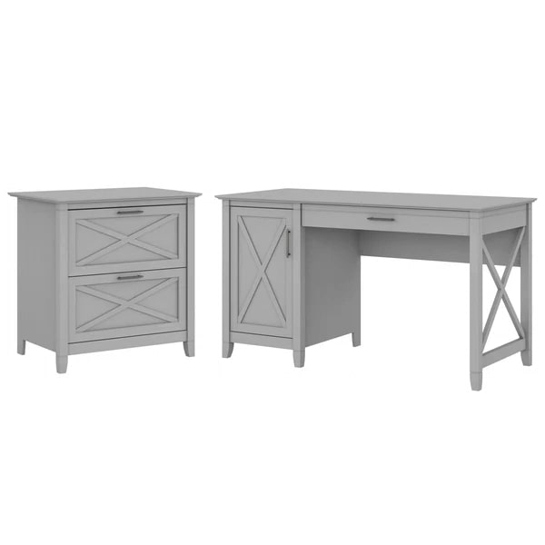 Rustic style desk with drawer lateral file cabinet highlight cape cod gray
