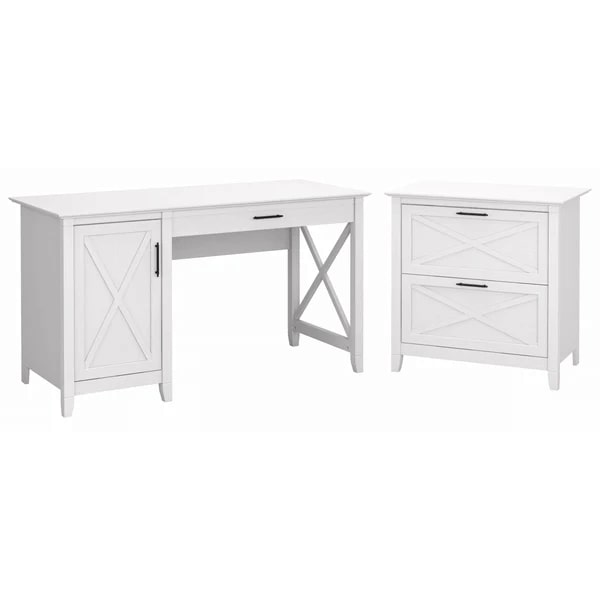 Rustic style desk with drawer lateral file cabinet highlight pure white oak