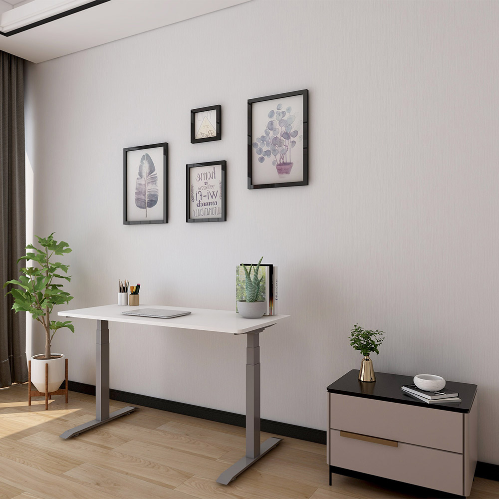 Sit and stand desk electric sit stand desk smartstand electric standing desk frame dual motor environmental gray view 1 2 3 4