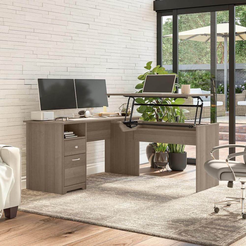 Sit and stand desk sit and stand corner desk standing desk for home office 60w ash gray space view