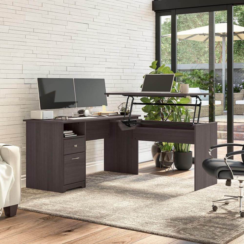 Sit and stand desk sit and stand corner desk standing desk for home office 60w heather gray space view