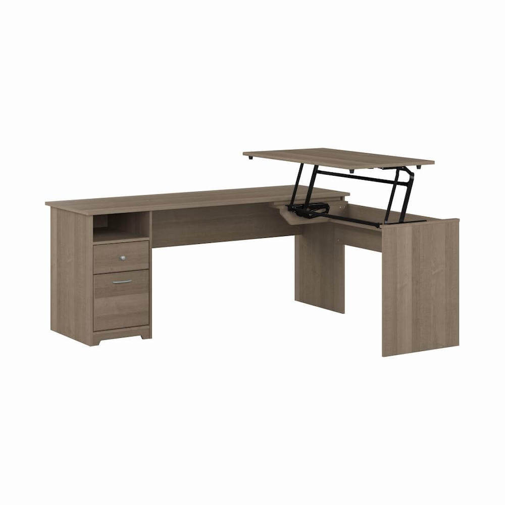 Sit and stand desk sit and stand corner desk standing desk for home office 72w ash gray angle view