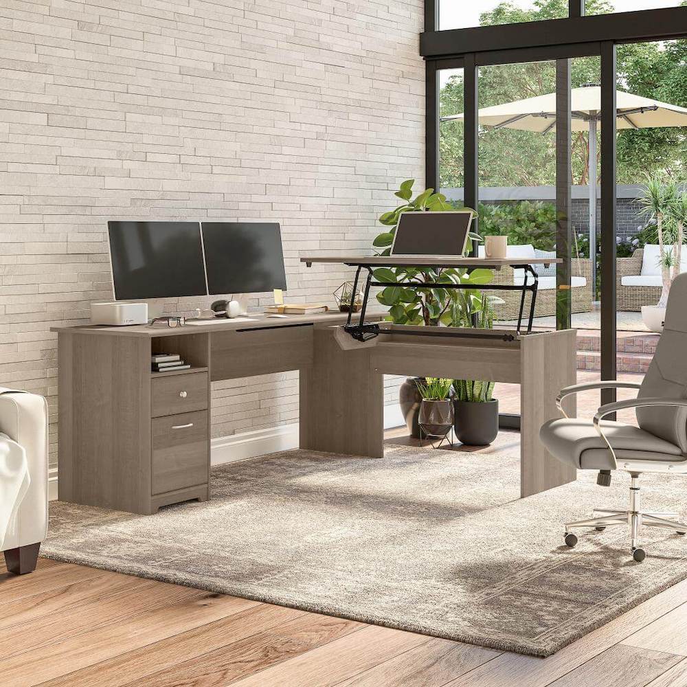 Sit and stand desk sit and stand corner desk standing desk for home office 72w ash gray space view