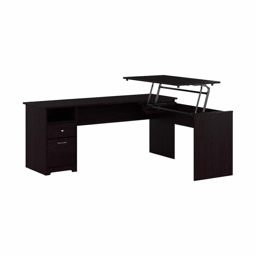 Sit and stand desk sit and stand corner desk standing desk for home office 72w espresso oak angle view 1