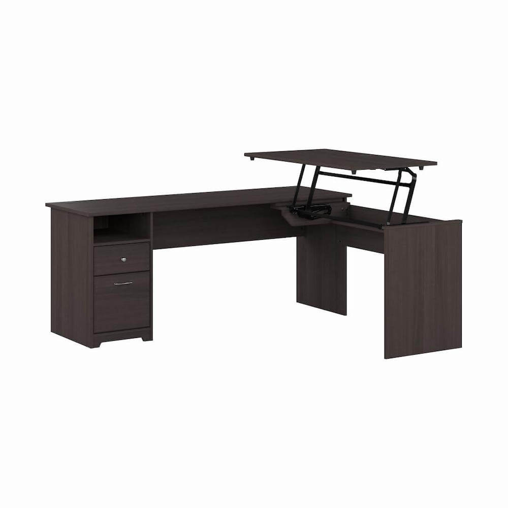 Sit and stand desk sit and stand corner desk standing desk for home office 72w heather gray angle view