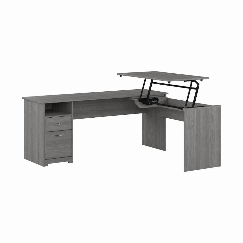 Sit and stand desk sit and stand corner desk standing desk for home office 72w modern gray angle view