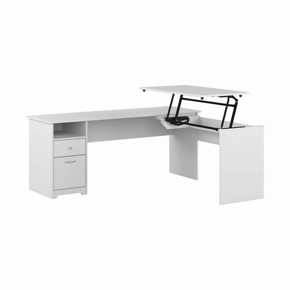 Sit and stand desk sit and stand corner desk standing desk for home office 72w white angle view