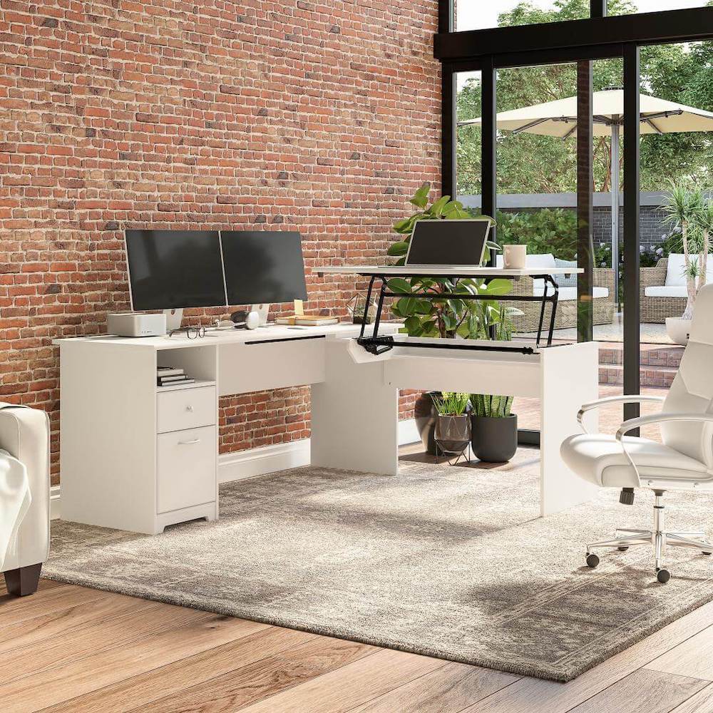 Sit and stand desk sit and stand corner desk standing desk for home office 72w white space view
