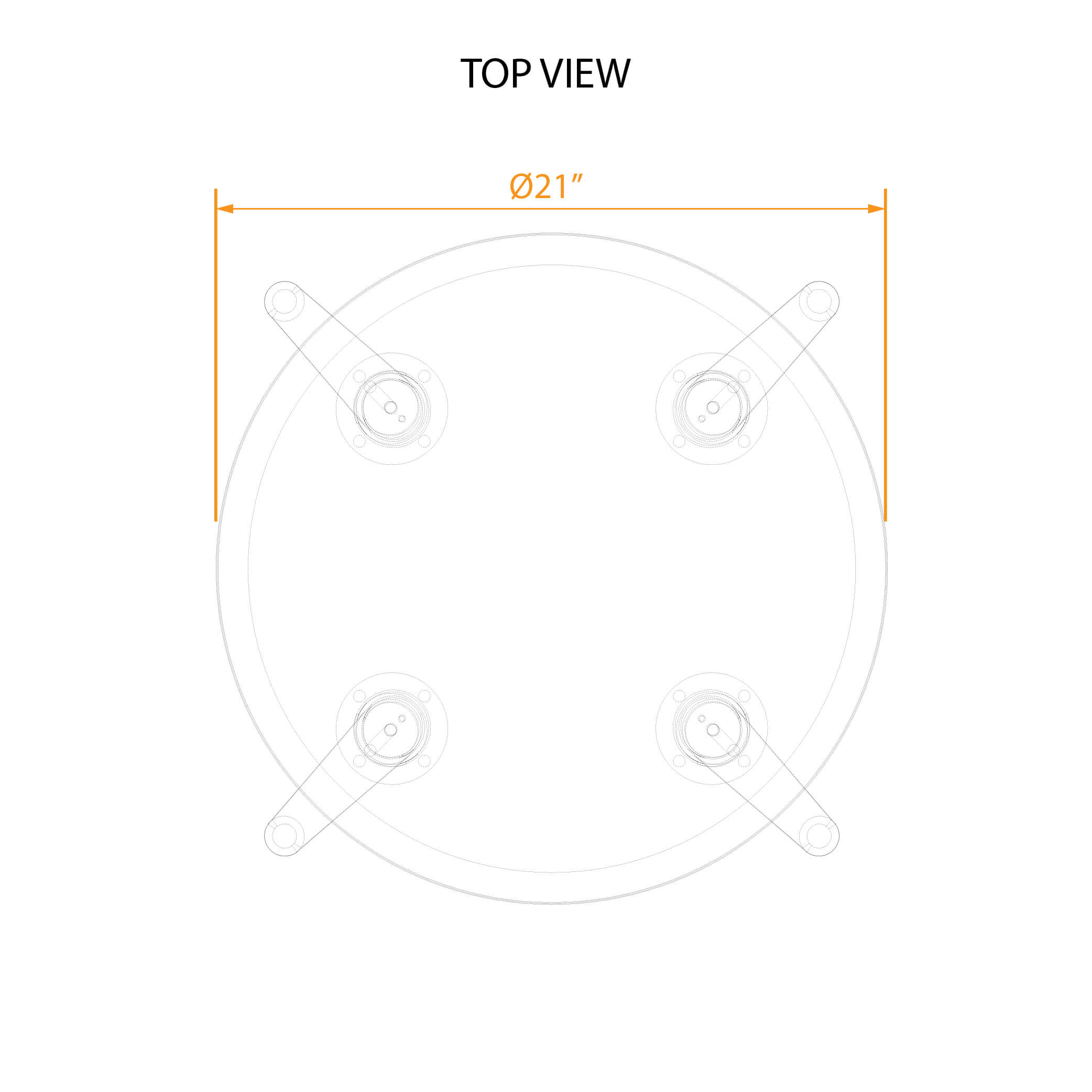 Small round coffee table 2D dimensions 1 2