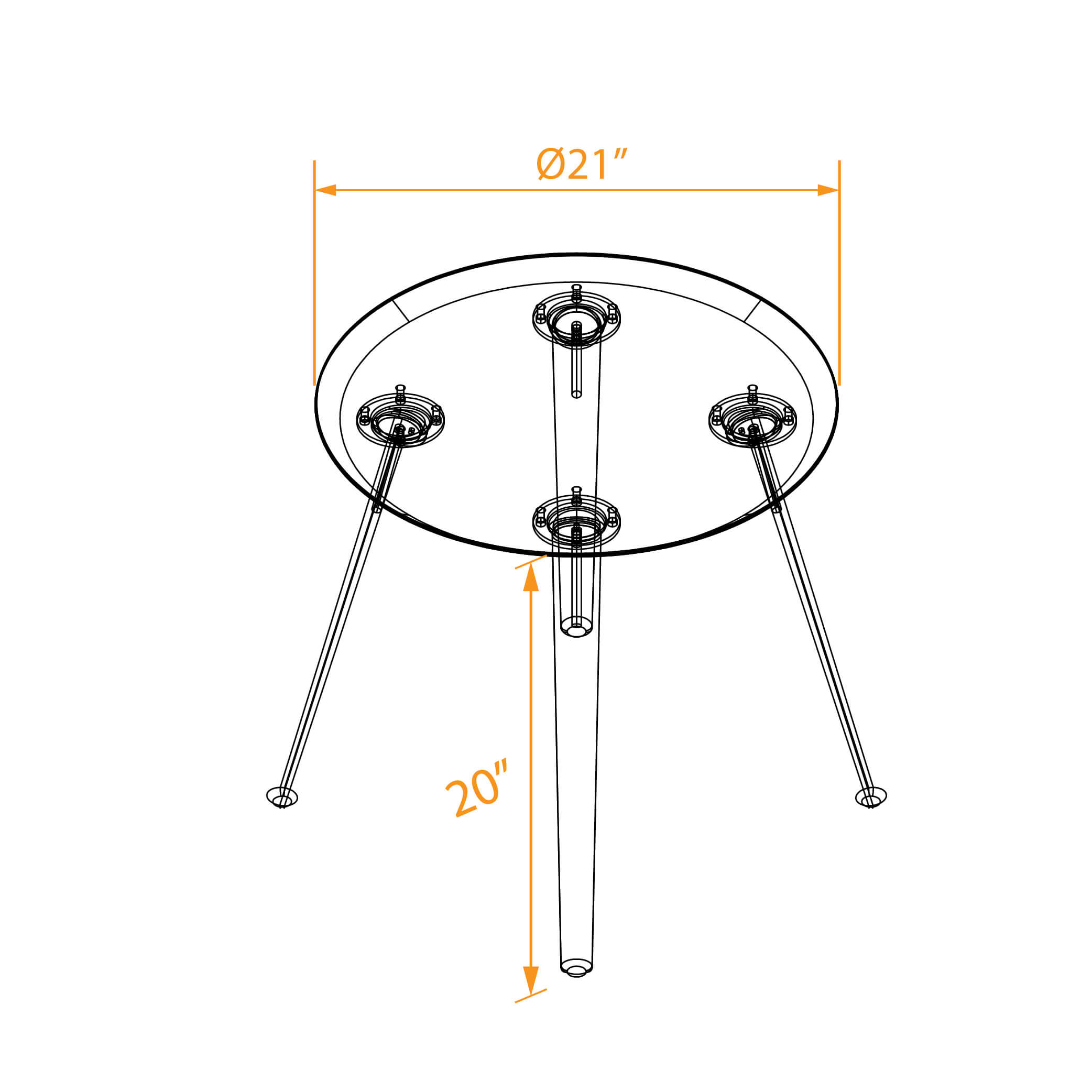 Small round coffee table 3D dimensions 1 2