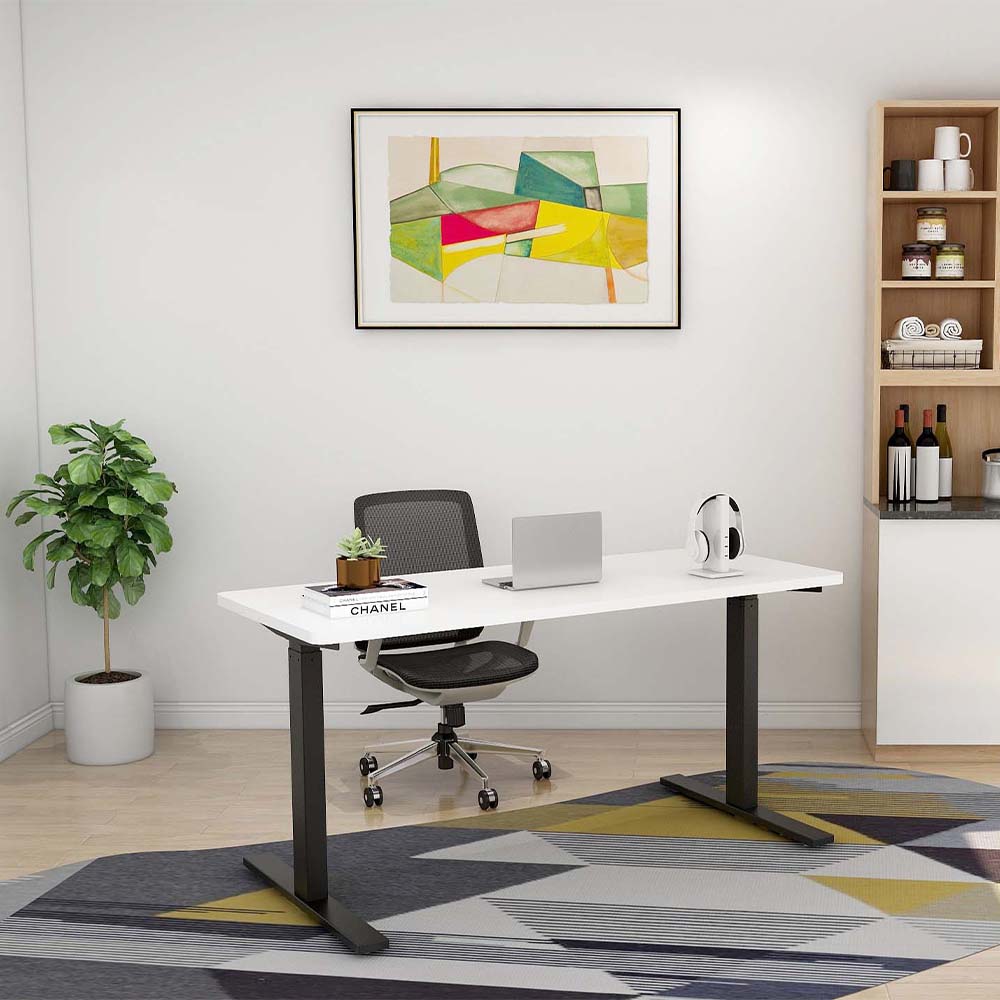 Smartstand dual motor standing desk with 2 stages environmental black frame lateral view 1