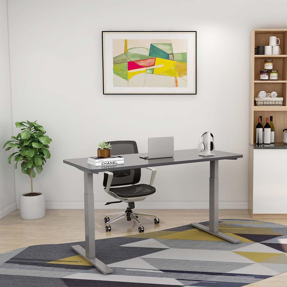Smartstand dual motor standing desk with 2 stages environmental grey lateral view 1