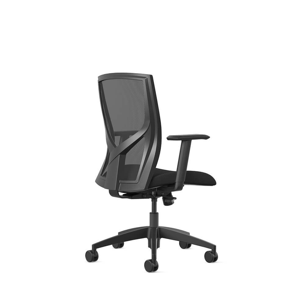 Task chair with black air grid mesh back view 1